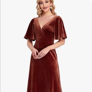 Rust burnt orange velvet maxi dress size 4 small